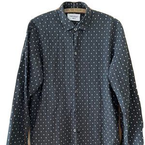 Our Legacy Charcoal Button Up Long Sleeve Shirt Sz S Little White Crosses